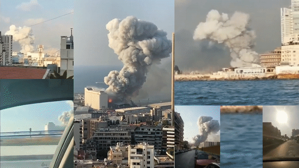 Huge Explosion In Port Of Beirut, Lebanon
