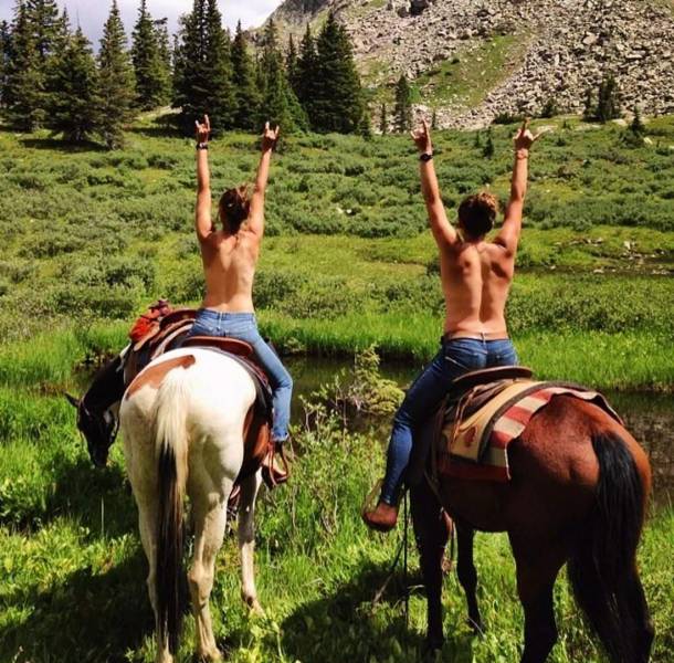 Girls Posing Topless In Front Of Beautiful Landscapes