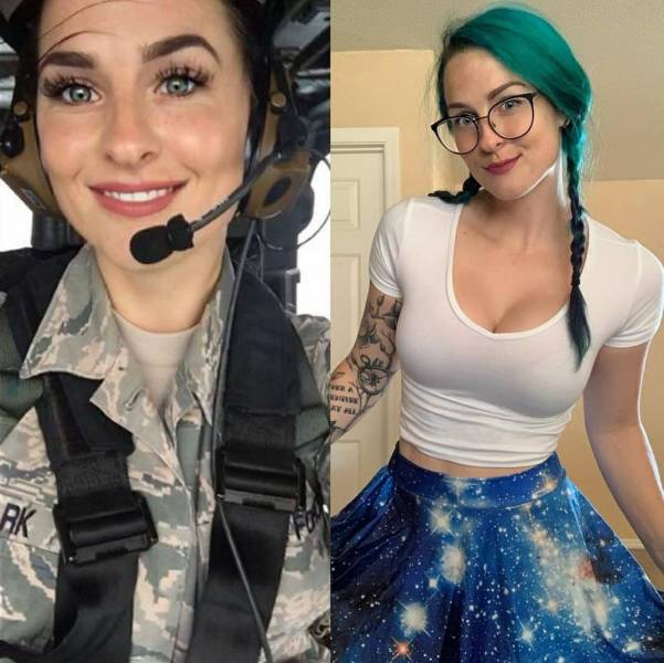 Beauties With And Without Their Uniform