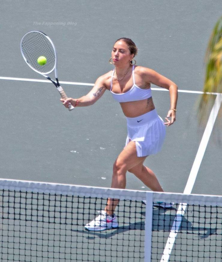 Lady Gaga On The Tennis Court
