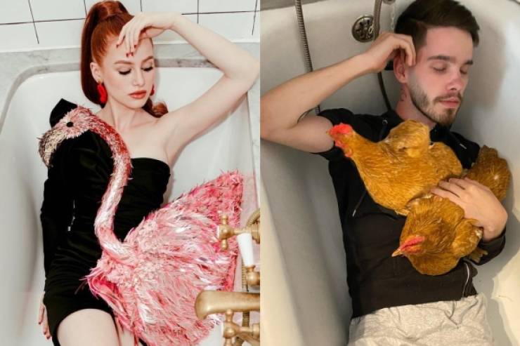 Man Mockingly Recreates “Sexy” Celebrity Photos