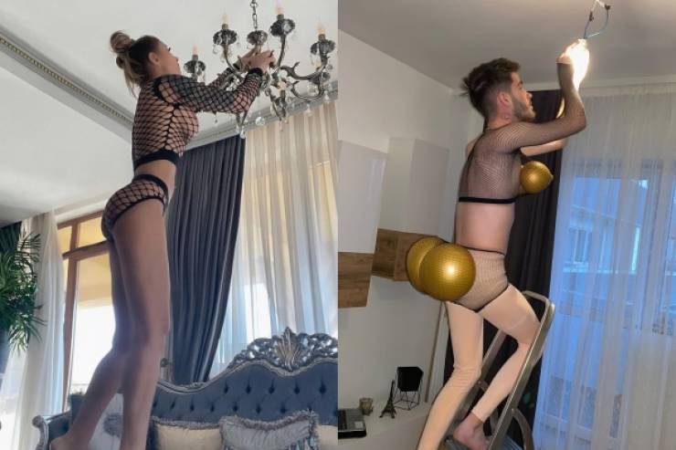 Man Mockingly Recreates “Sexy” Celebrity Photos