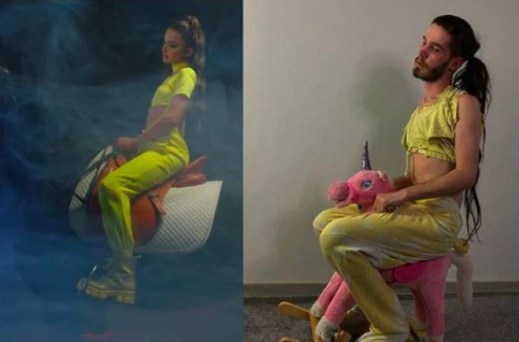 Man Mockingly Recreates “Sexy” Celebrity Photos