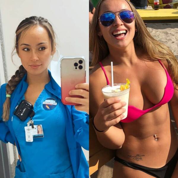 Sexy Girls With And Without Their Uniforms