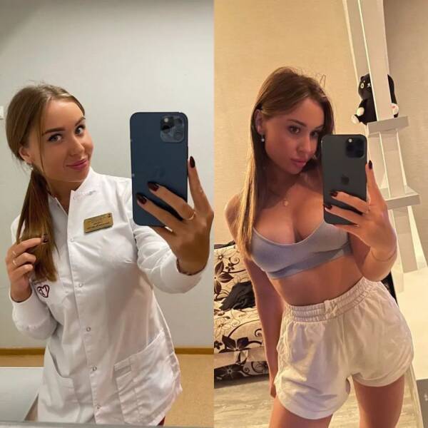 Sexy Girls With And Without Their Uniforms