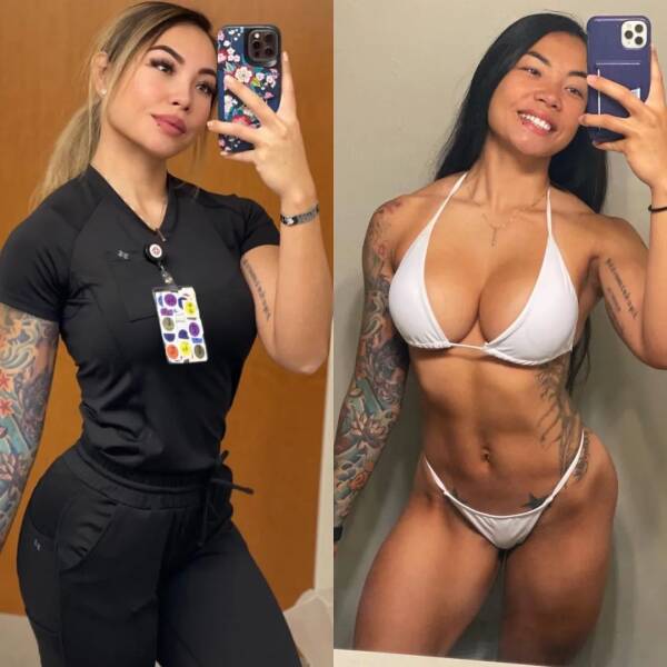 Sexy Girls With And Without Their Uniforms