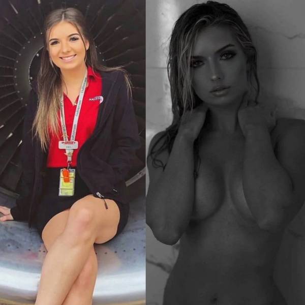 Sexy Flight Attendants With And Without Their Uniform