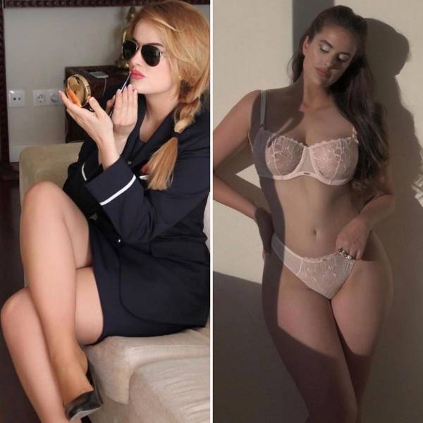 Hot Flight Attendants With And Without Their Uniforms