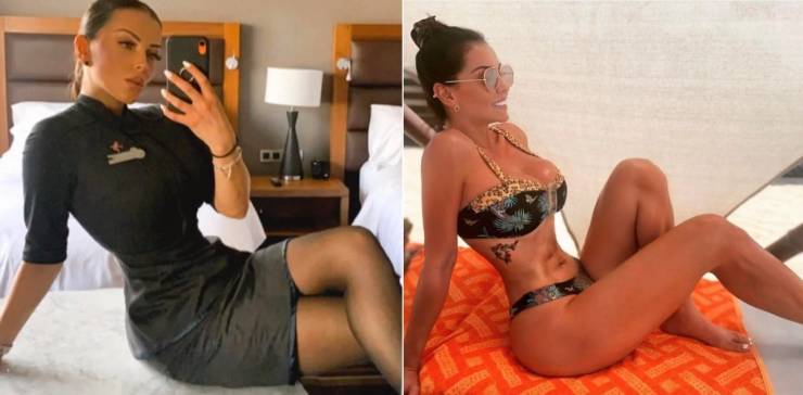 Hot Flight Attendants With And Without Their Uniforms