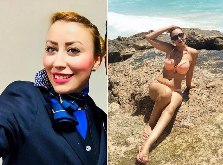 Hot Flight Attendants With And Without Their Uniforms