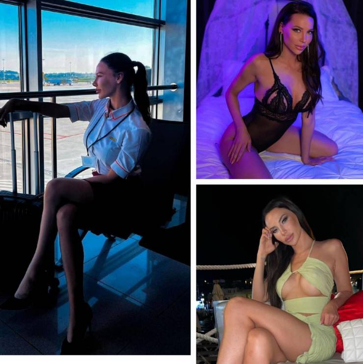 Hot Flight Attendants With And Without Their Uniforms