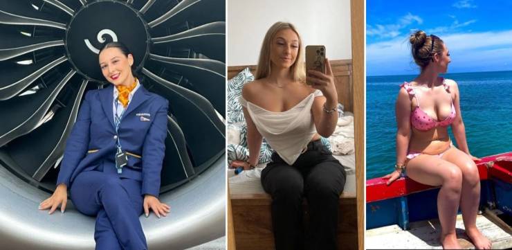 Hot Flight Attendants With And Without Their Uniforms