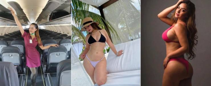 Hot Flight Attendants With And Without Their Uniforms