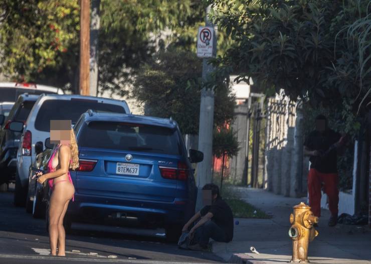 Prostitutes Walk The Streets Of Los Angeles In Their Underpants In Broad Daylight