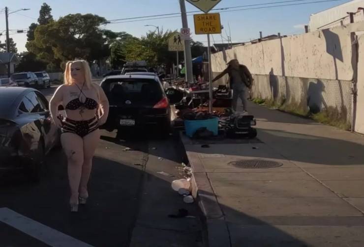 Prostitutes Walk The Streets Of Los Angeles In Their Underpants In Broad Daylight