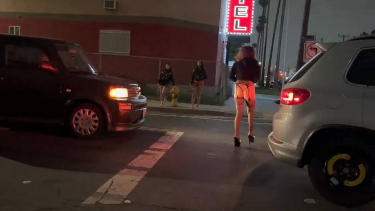 Prostitutes Walk The Streets Of Los Angeles In Their Underpants In Broad Daylight
