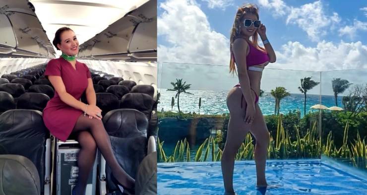 Hot Flight Attendants With And Without Their Uniforms