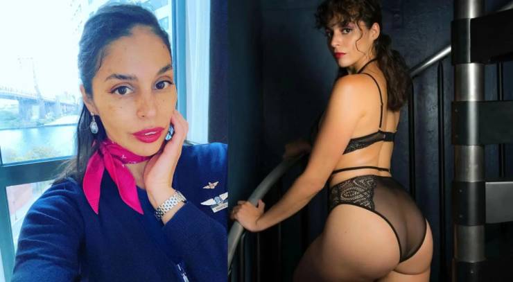 Hot Flight Attendants With And Without Their Uniforms