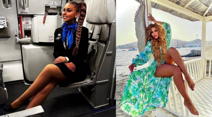 Hot Flight Attendants With And Without Their Uniforms