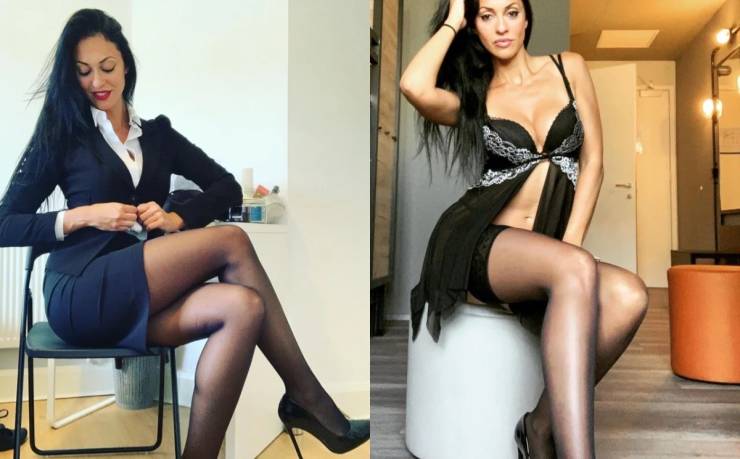 Hot Flight Attendants With And Without Their Uniforms