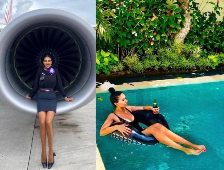 Hot Flight Attendants With And Without Their Uniforms