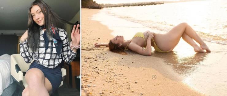 Hot Flight Attendants With And Without Their Uniforms