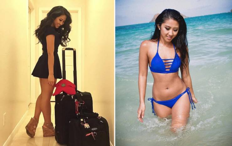 Hot Flight Attendants With And Without Their Uniforms