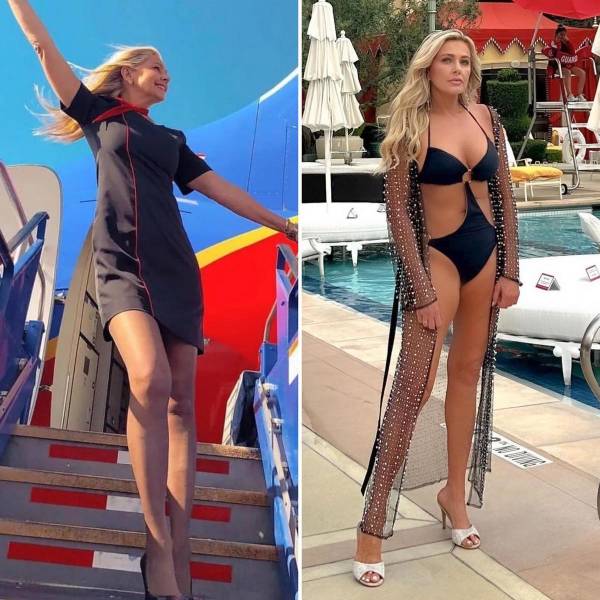 Hot Flight Attendants With And Without Their Uniforms