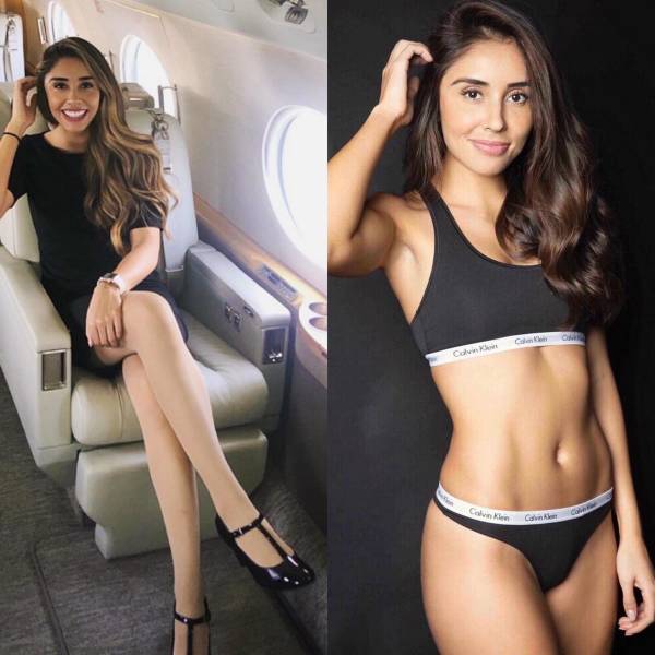 Hot Flight Attendants With And Without Their Uniforms