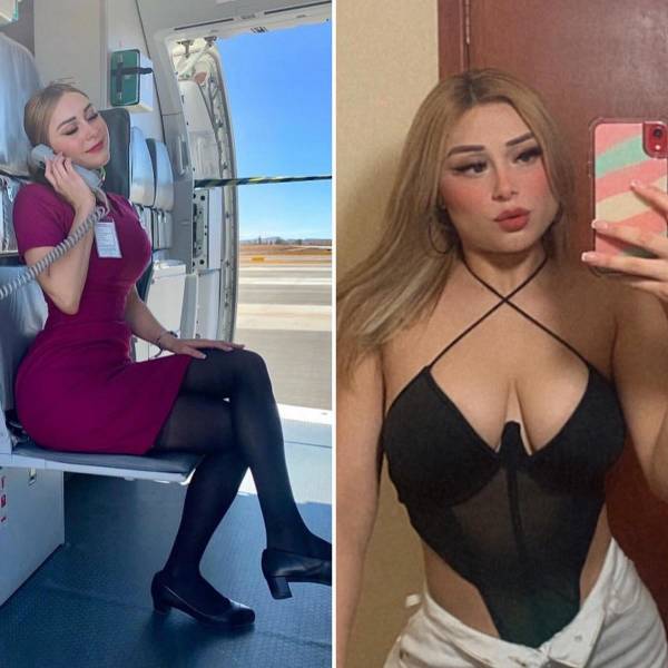 Hot Flight Attendants With And Without Their Uniforms