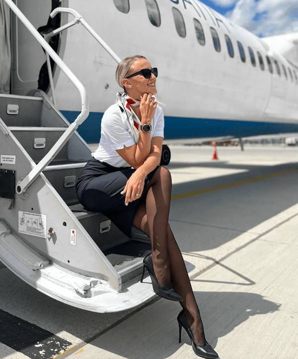 Hot Flight Attendants With And Without Their Uniforms