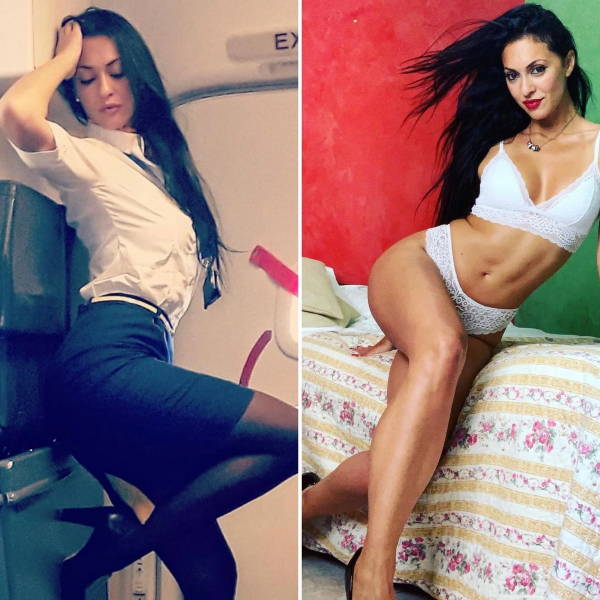 Hot Flight Attendants With And Without Their Uniforms