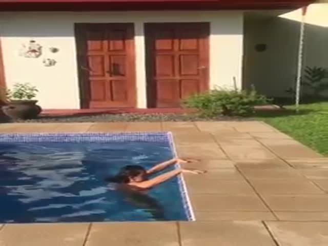 She Shows You The Most Elegant And Graceful Way To Get Out Of And Dive Back Into The Pool!