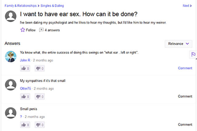 Yahoo Gets To Witness All The Strangest Questions About Sex