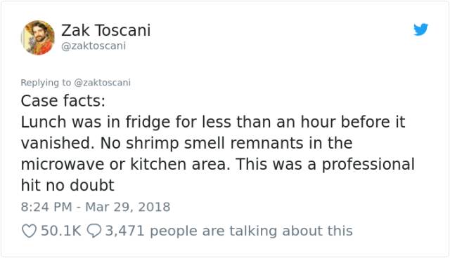 An Incredibly Dramatic Story About Lunch Being Stolen From An Office Fridge