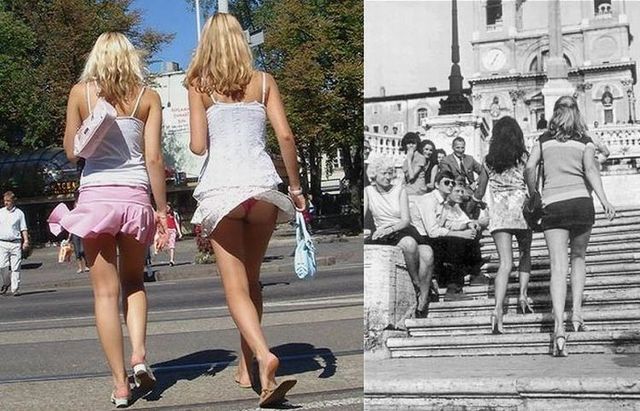 Mini-skirts from the 70's vs modern era (22 pics)