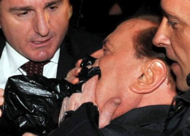 Berlusconi Gets a Broken Nose and Loses Two Teeth during the Assault (7 pics+1 video)