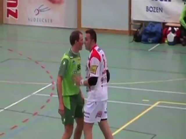 Attacked by a Kiss, Handball Player Has to Show He’s All Man! 