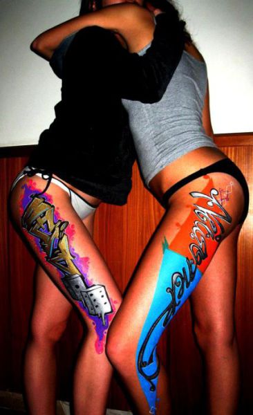 Girls with Graffiti Body Art