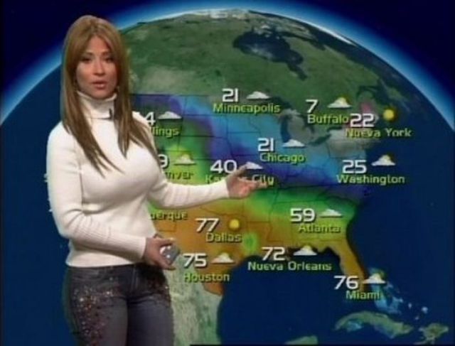 The Beautiful Busty Brunette Who Presents the Weather