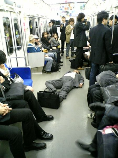 Japanese Businessmen Passed Drunk in Public