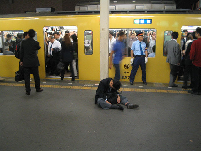 Japanese Businessmen Passed Drunk in Public