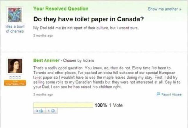 Amusing Yahoo Questions and Answers