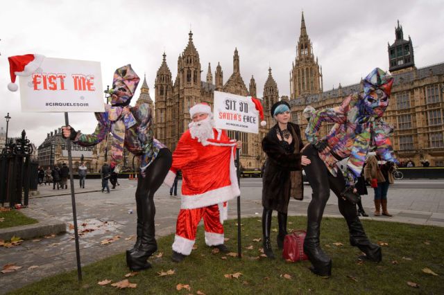 A Bizarre Face Sitting Protest outside British Parliament
