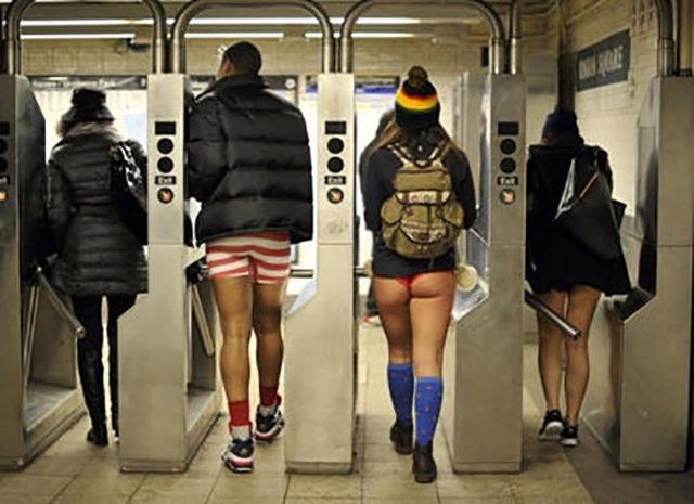 Pics from the 2015 “No Pants” Subway Ride
