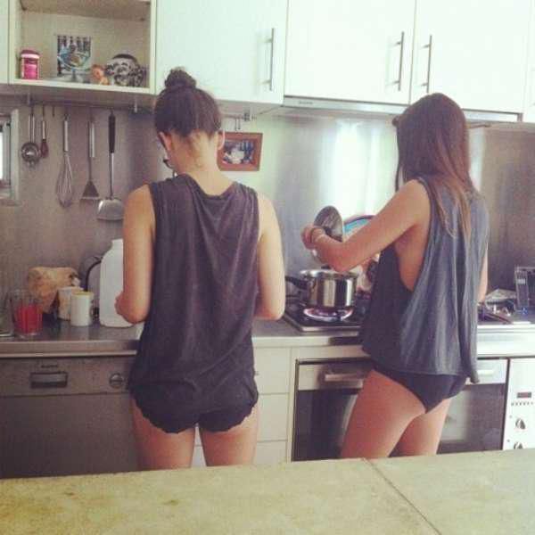 Beautiful Girls Serve Up Some Breakfast Food for Your Pleasure