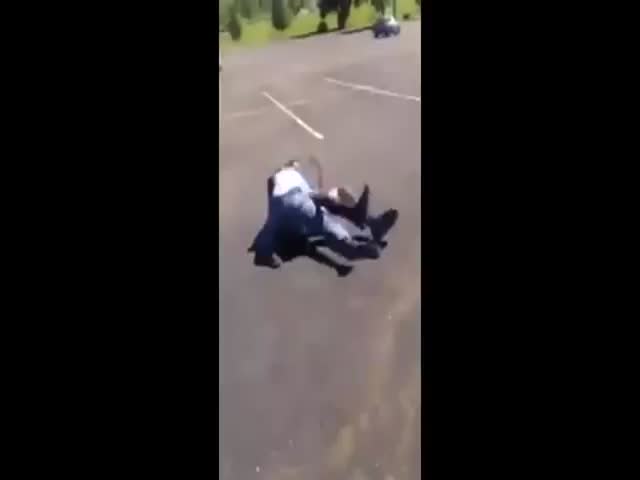 Shirtless Bully Picks a Fight, Then Bites the Dust! 