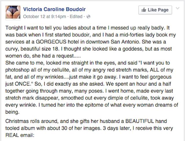 A Touching Response from a Husband Who Saw Photoshopped Images of His Wife