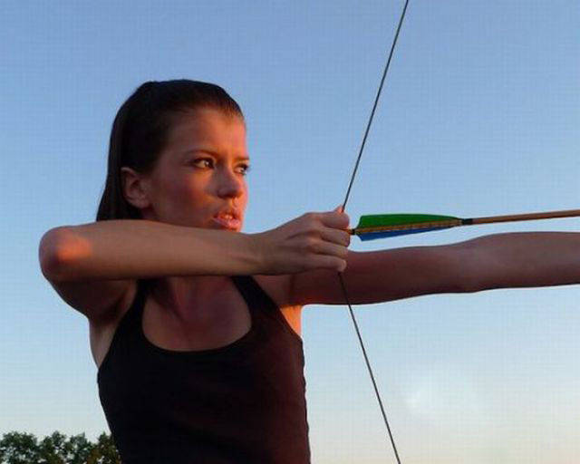 Hot Girls Show Their Fighting Side with a Little Bow and Arrow Action