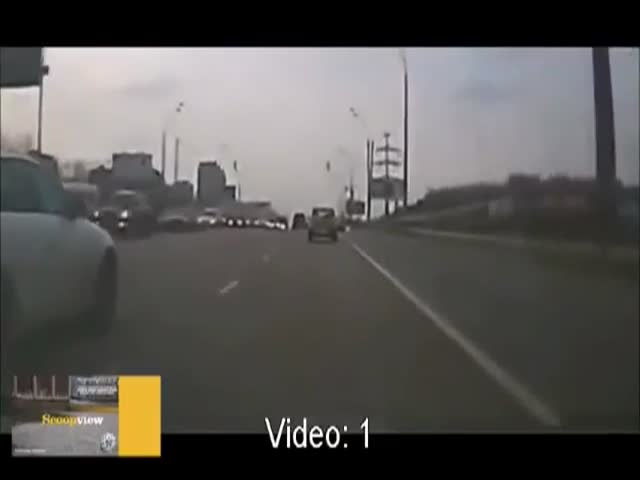 Dude Comes Out of Nowhere in the Middle of a Highway in Russia